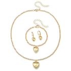 Necklace Heart Bracelet Trendy Silver Earrings Heart Jewelry Set  Gift