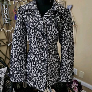 Cato Womens Size Medium Short Trench Jacket Animal Print - Picture 1 of 7
