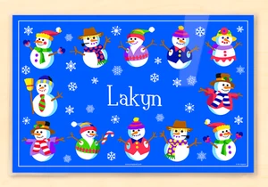 Snowmen Holiday Winter Personalized Kids Placemat - Picture 1 of 1