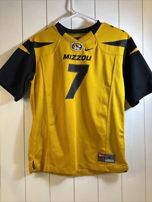 Missouri Tigers MU Mizzou NCAA Team Nike YOUTH L Football Jersey #7 Gold Yellow - Image 1 of 4