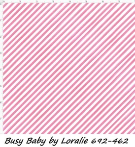 Busy Baby Cotton Quilt fabric BTY Loralie Designs 692-462 Pink Stripe - Picture 1 of 12
