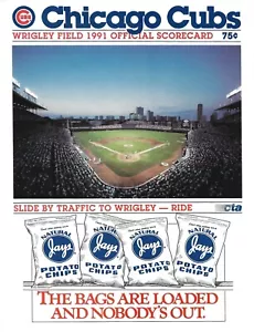 1991 CHICAGO CUBS vs NEW YORK METS  SCORECARD PROGRAM  EX-MINT - Picture 1 of 1