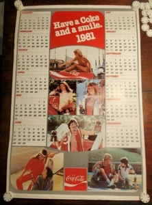 Vintage Coca-Cola 1981 Calendar Poster Have a Coke and a Smile - Picture 1 of 5