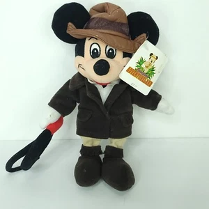 Mickey Mouse Adventurer Disney Adventureland Bean Bag Plush Tag Indiana Jones 8" - Picture 1 of 6