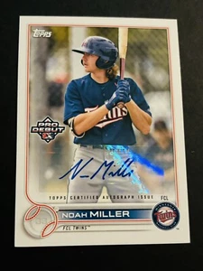 Noah Miller - 2022 Topps Pro Debut Rookie Auto - MINNESOTA TWINS Prospect - Picture 1 of 2