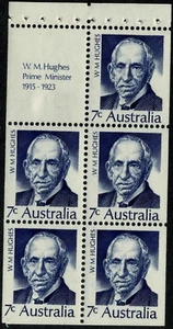 Australia 1972 Prime Minister Booklet Pane W.M. Hughes 1915-1923. MUH 1a - Picture 1 of 2