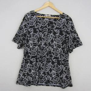 Regatta Top Womens 18 Black White Paisley Stretch Pullover Tee T-Shirt Casual - Picture 1 of 13