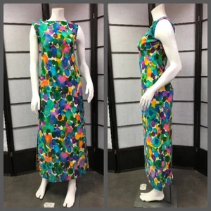 60er Vintage buntes Maxikleid, Rockabilly, Retro, Pin-Up, GoGo, Mod, Space,  - Bild 1 von 10