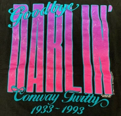 Vintage GOODBYE DARLIN' Conway Twitty 1933-1993 Black T-Shirt L  - Image 1 of 3