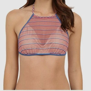 $120 Luli Fama Women's Red High Neck Mesh Halter Bikini Top Swimwear Size S - Picture 1 of 1