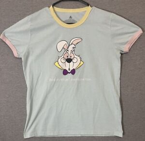 Disney Parks Alice in Wonderland White Rabbit  T-Shirt Color Block Womens Large