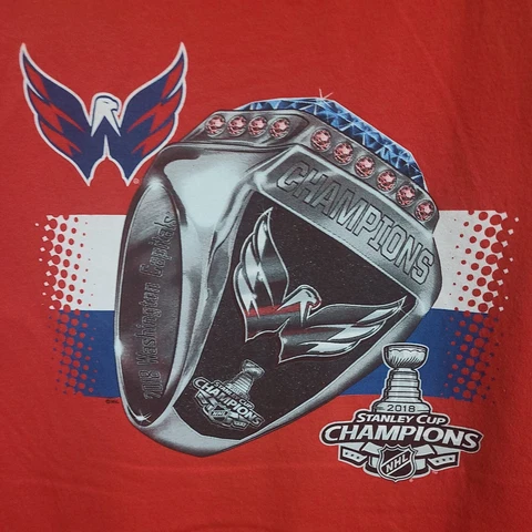 Washington Capitals 2018 Ring Champions Xl Mens Red Graphic Logo Tshirt NHL Cover