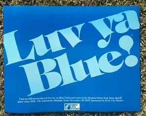 HOUSTON OILERS LUV YA CARTEL AZUL-ASTRODOME-23/12/1979 v BRONCOS JUEGO DE PLAYOFFS - Imagen 1 de 1