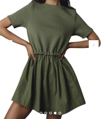 Vestido Anthropologie Pilcro Mujer Medio Verde Manga Corta Formal Fiesta Dinero Foto 1 de 4