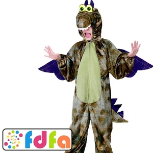 Wicked Dinosaur Plush Jumpsuit Kids Childs Fancy Dress Costume - Picture 1 of 6