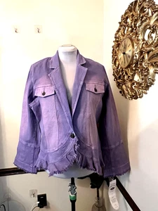 DG2 Diane Gilman Jeansjacke LILA Unikat RAR Denim Stretch Größe LARGE - Bild 1 von 17