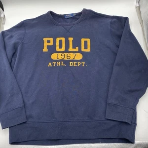 Polo Ralph Lauren Sweatshirt Men XL Blue Pullover Athletic Division VGC SEE PICS - Picture 1 of 8