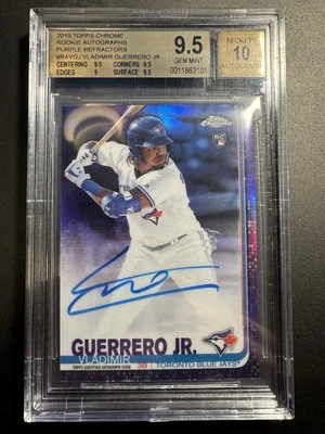 1 X 2019 TOPPS CHROME ROOKIE AUTO PURPLE /250 VLADIMIR GUERRERO JR. BGS 9.5 - Imagem 1 de 2