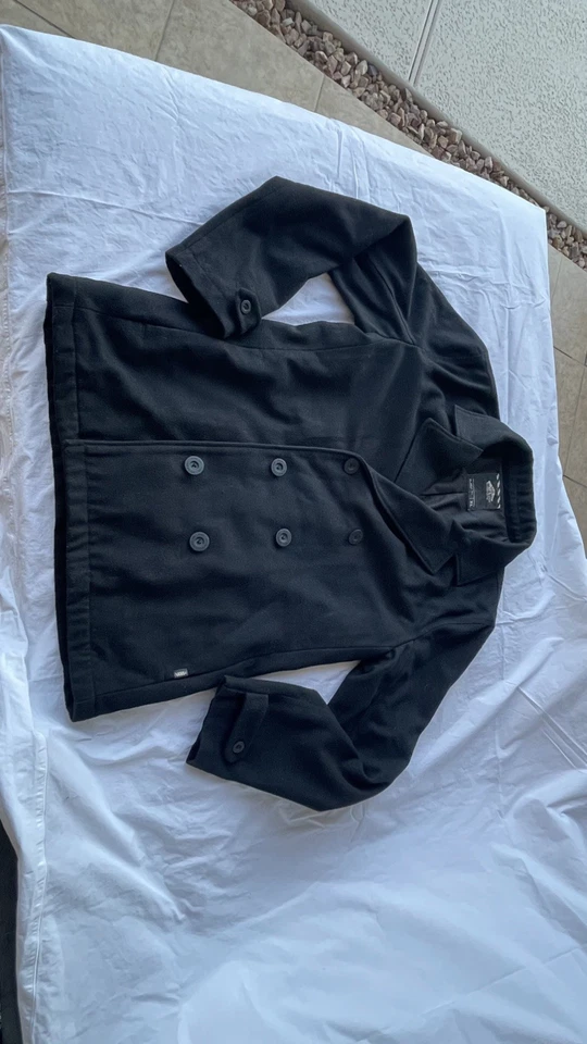 Abrigo de hombre M Vans Off The Wall chaquetón de doble botonadura guisante militar gris lana  Foto 1 de 4