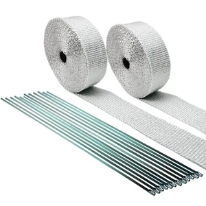 WHITE HARLEY HEADER EXHAUST WRAP KIT & STAINLESS TIES 2 ROLLS 1/16"X2"X 25 FT - Picture 1 of 1