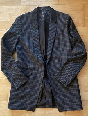 Rag & Bone Grey plaid Leather Collar Blazer Jacket 2 (missing Button)  - Image 1 of 4