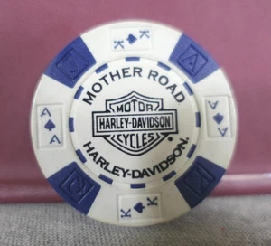 Harley Davidson Blue Collectible Mother Road Kingman Arizona Casino Poker Chip - Picture 1 of 3
