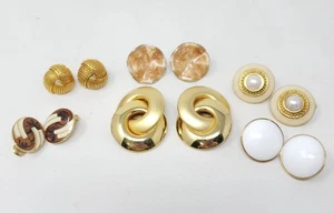 Lot of 6 Pairs Clip On Earrings Gold Tone Monet Avon - Picture 1 of 2