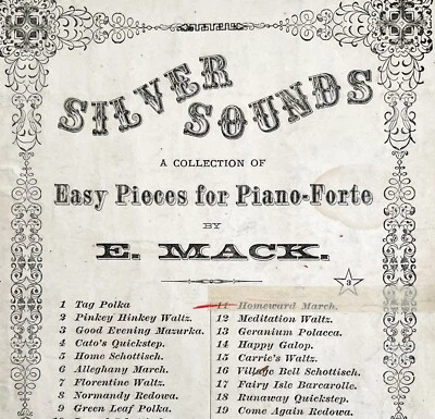 1868 Homeward March Sheet Music Victorian Civil War Era RARE Mack Piano DWCC15 - Image 1 of 2