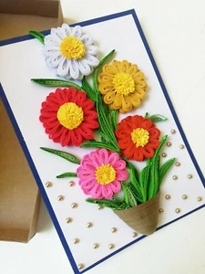 Birthday Card Handmade Quilling, Greeting, Invitation, season card with box - Picture 1 of 11