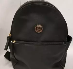 Tommy Hilfiger schwarz Kunstleder Logo Druck Mini Rucksack Geldbörse Gold Logo - Bild 1 von 7