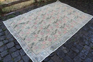 "Alfombra vintage hecha a mano turca Oushak zona oriental para dormitorio, 6'9""x4'7" - Imagen 1 de 7