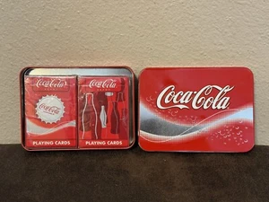 NWT Coca-Cola Playing Cards with Storage Tin Including  2 Factory Sealed Decks - Picture 1 of 3