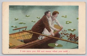 Cartolina retro diviso amore e romanticismo coppia in barca non significava quello che hai detto - Foto 1 di 2