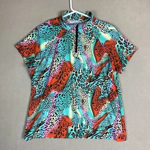Tzu Tzu Top Womens XXL Multicolor 1/4 Zip Short Sleeve Lightweight Golf Adult - Picture 1 of 7