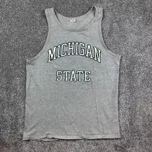 Canotta vintage anni 70 Champion MSU camicia uomo L grigia Michigan State Spartans - Foto 1 di 6