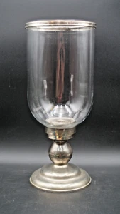 Vintage Godinger großer Glas Windlicht Kerzenhalter versilberter Sockel 7" x 17" - Bild 1 von 7