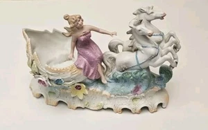 Bohemian Porcelain Art Nouveau Pocket Tray In Royal Dux Style - 9" X 6" - Picture 1 of 8