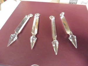 4 Chandelier Crystals long pointed vtg clear no cracks chips or scratches - Picture 1 of 5