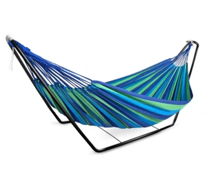Deluxe Double Hammock and Premium Steel Stand Combo Set - Picture 1 of 2
