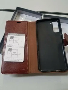 ❤️ MONASAY Galaxy S21 Ultra 5G Wallet Case Braun Leder Handy Displayschutz - Bild 1 von 6