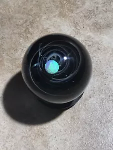 Glass Marble 40mm Deep Space Rainbow Sphere Opals With 24k Gold Fume Sculpture - Picture 1 of 21