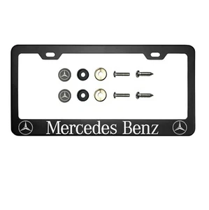 Fit Benz Laser Etching Stainless Steel Black License Frame w/Metal Screw Cap - Bild 1 von 1