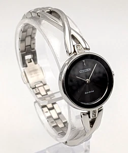 Citizen Silhouette Ladies Watch Eco Drive Black Dial SS 23mm New Battery VGC - Picture 1 of 8