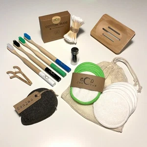 Eco Friendly Bathroom Set- Bamboo toothbrush, Make up pads, Konjac Sponge & more - Picture 1 of 19