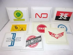 9 Vintage Small Plastic Railroad Sign Lot Advertising - Picture 1 of 6