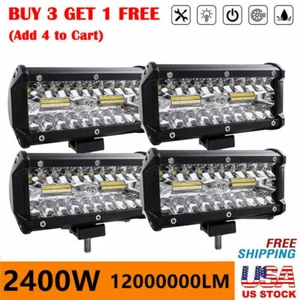 7"inch LED 2400W Work Light Bar Flood Spot Combo Offroad 4WD ATV UTV UTE Truck - Picture 1 of 12