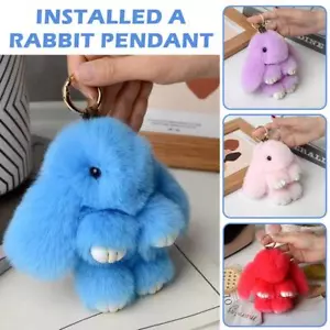 Key tag Key chain Cute Cartoon Anime Rabbit Fur Funny Toy Car Key Ring - Picture 1 of 14