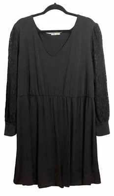 Maurices Black Jersey Knit Dress Plus Size 3X Lace Sleeve Elegant Grunge Goth - Image 1 of 4