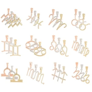 14k Gelb Weiß oder Rotgold Sternzeichen Charm Anhänger - Bild 1 von 96