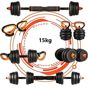 x Set Manubri 6in1 Bilanciere Kettlebell Pesi Componibili 15Kg Da Palestra dfh - Imagen 1 de 1